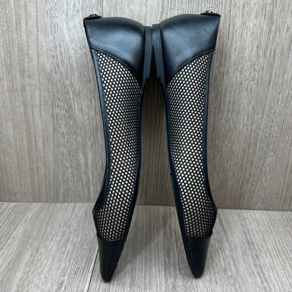 Michael Kors Leilah Flats Womens 6M Leather Mesh Pointed Toe Slip-On Shoes Black - Picture 7 of 11